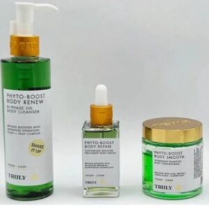 TRULY Phyto-Boost Skincare Trio with Green and Gold Accents